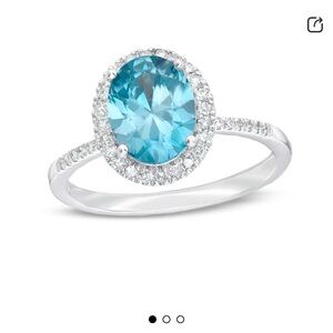 Oval Blue Zircon Diamond Ring *** STUNNING ***